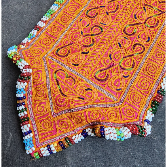 Kuchi Embroidered Pouch Wallet Central Asian Handmade Multi-Color Beads - Picture 9 of 11